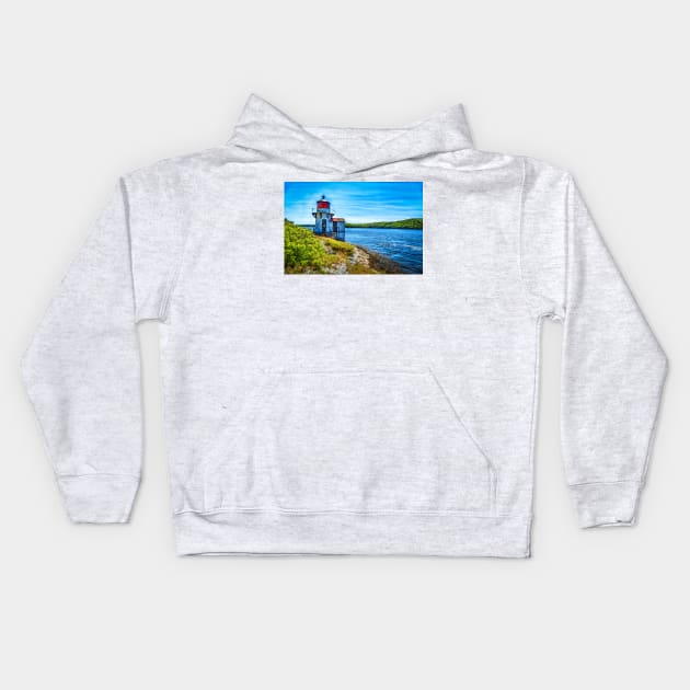 Squirrel Point Light Arrowsic Maine Kids Hoodie by Gestalt Imagery